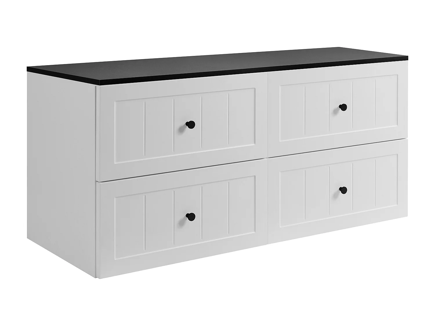 Ensemble de meubles de salle de bain sous vasque, blanc / noir, 120 (2 x 60) x 46 x 58 cm , 3 couleurs de poignées incluses