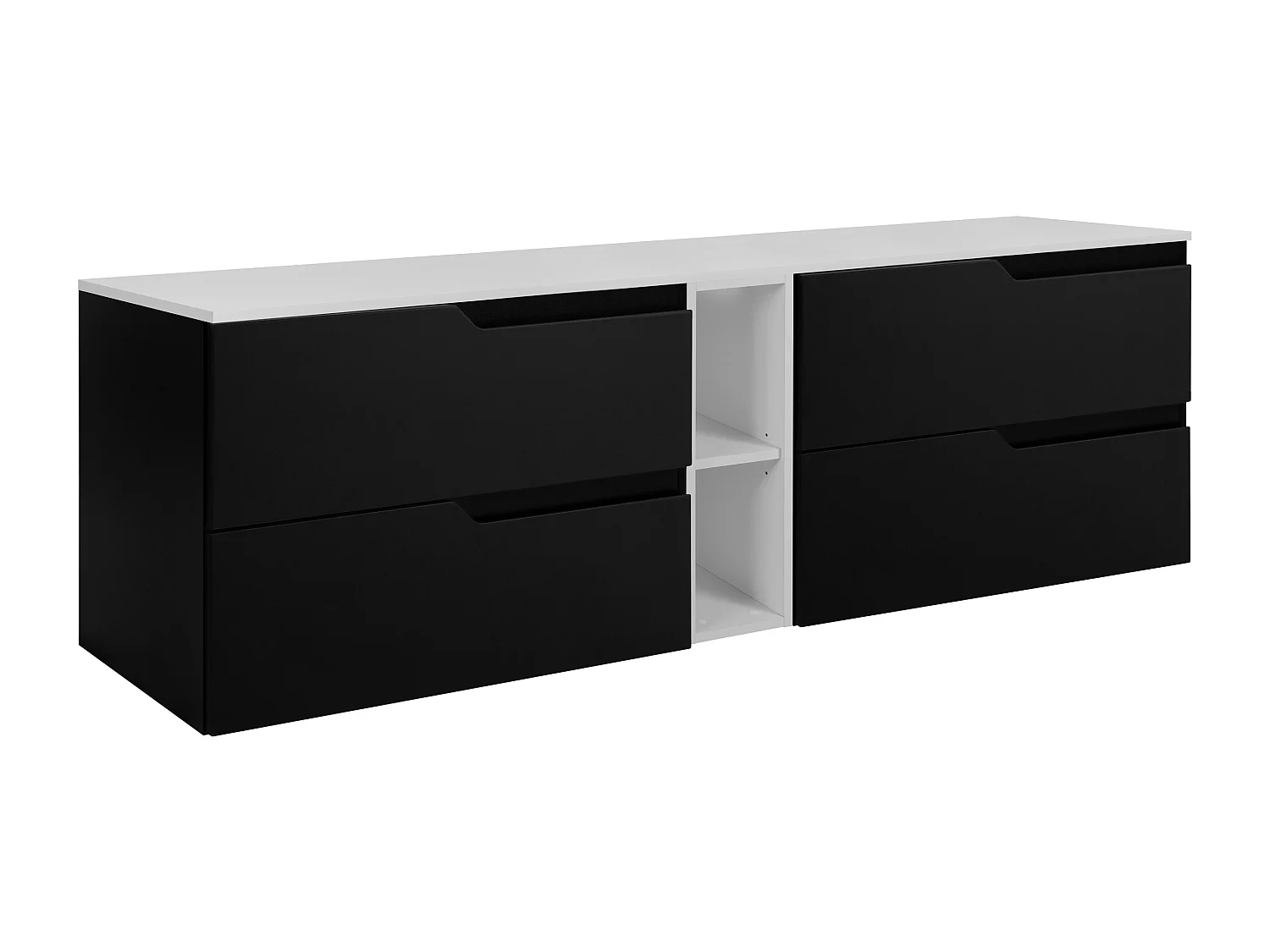 Ensemble de meubles de salle de bain sous vasque, noir / blanc, 180 (2 x 80 + 20) x 46 x 58 cm