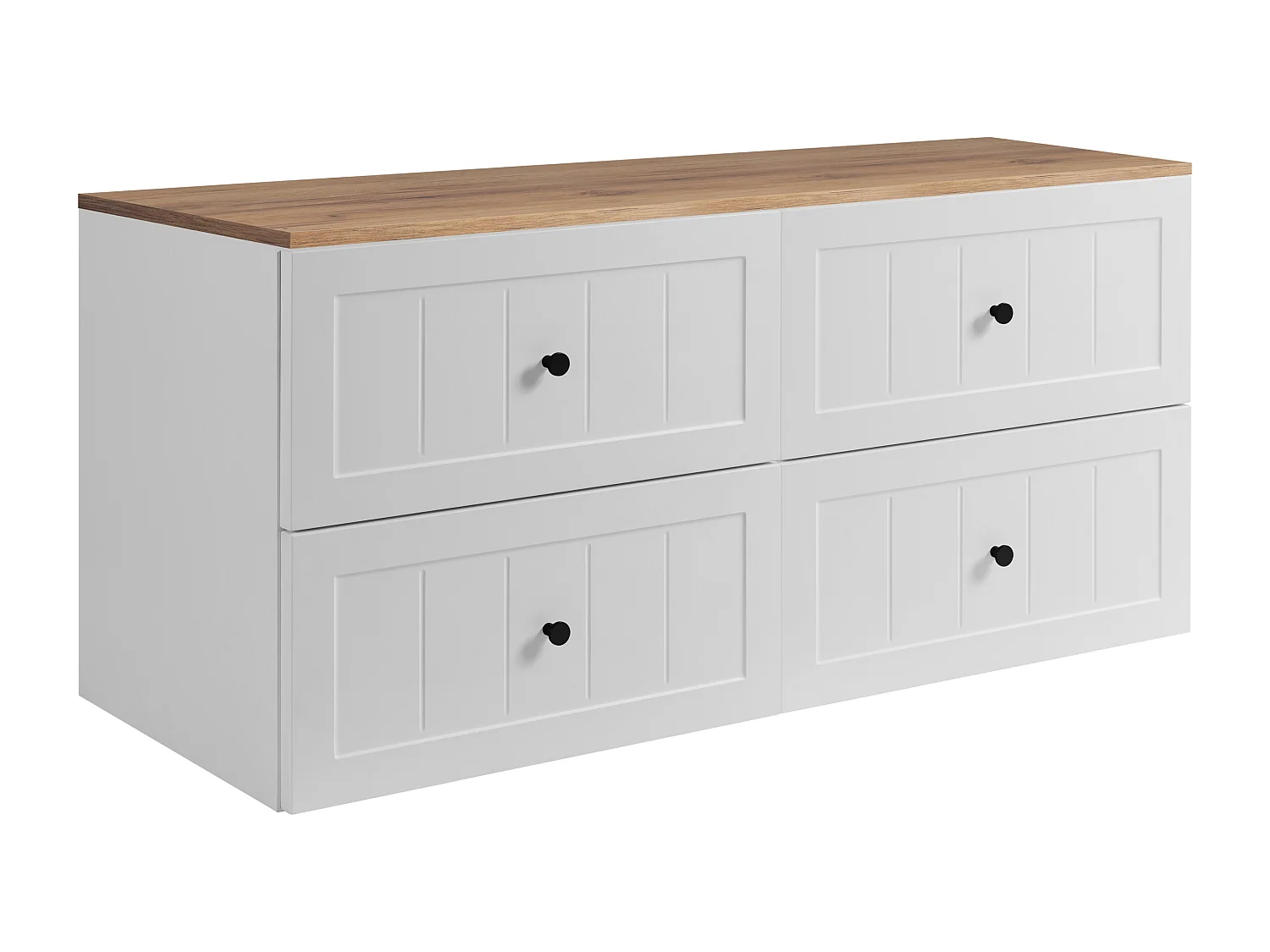 Ensemble de meubles de salle de bain sous vasque, blanc / chêne Craft, 120 (2 x 60) x 46 x 58 cm , 3 couleurs de poignées incluses