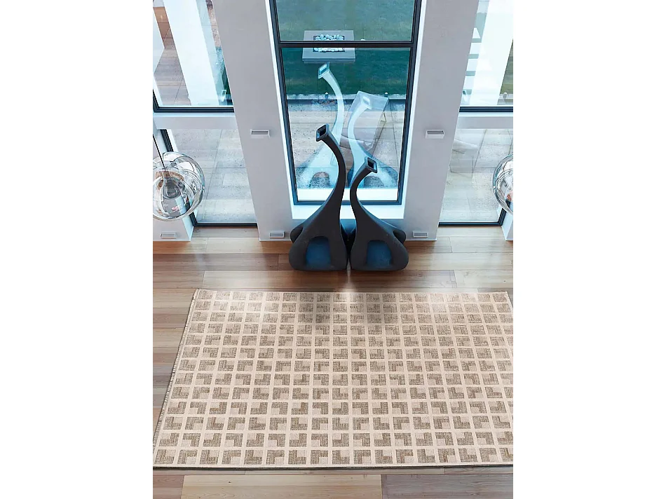 Tapis intérieur - géométrique avec franges - beige - 120 x 160 cm - ONA
