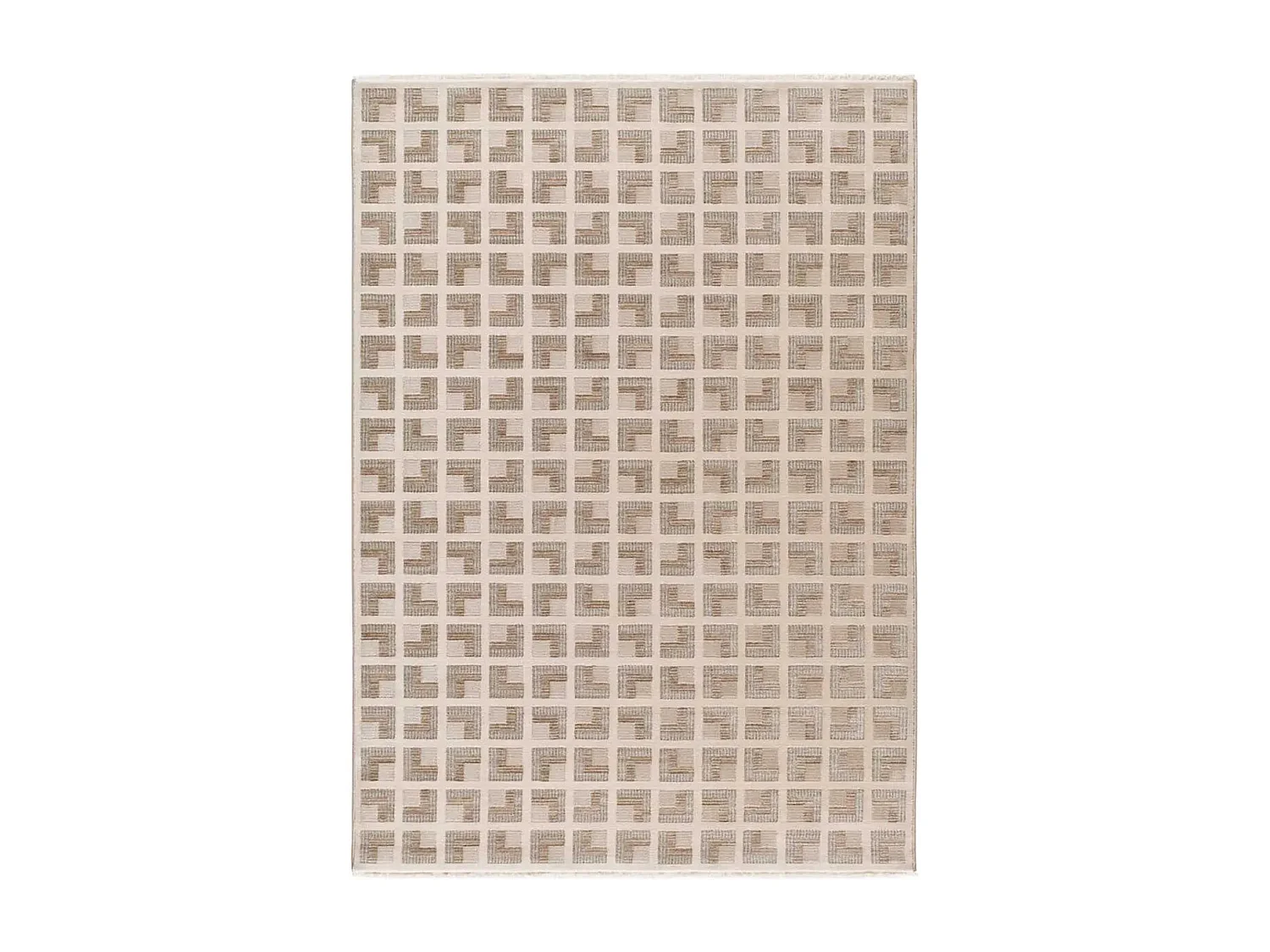 Tapis intérieur - géométrique avec franges - beige - 120 x 160 cm - ONA