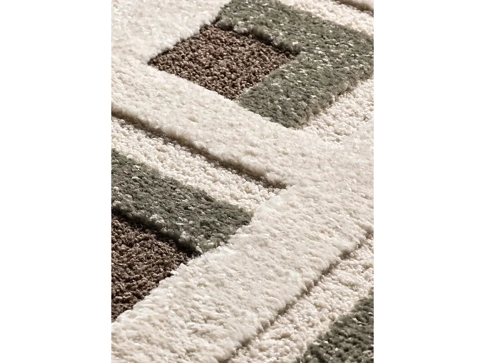Tapis intérieur - géométrique avec relief - marron / blanc - 80 x 150 cm - CANDELA