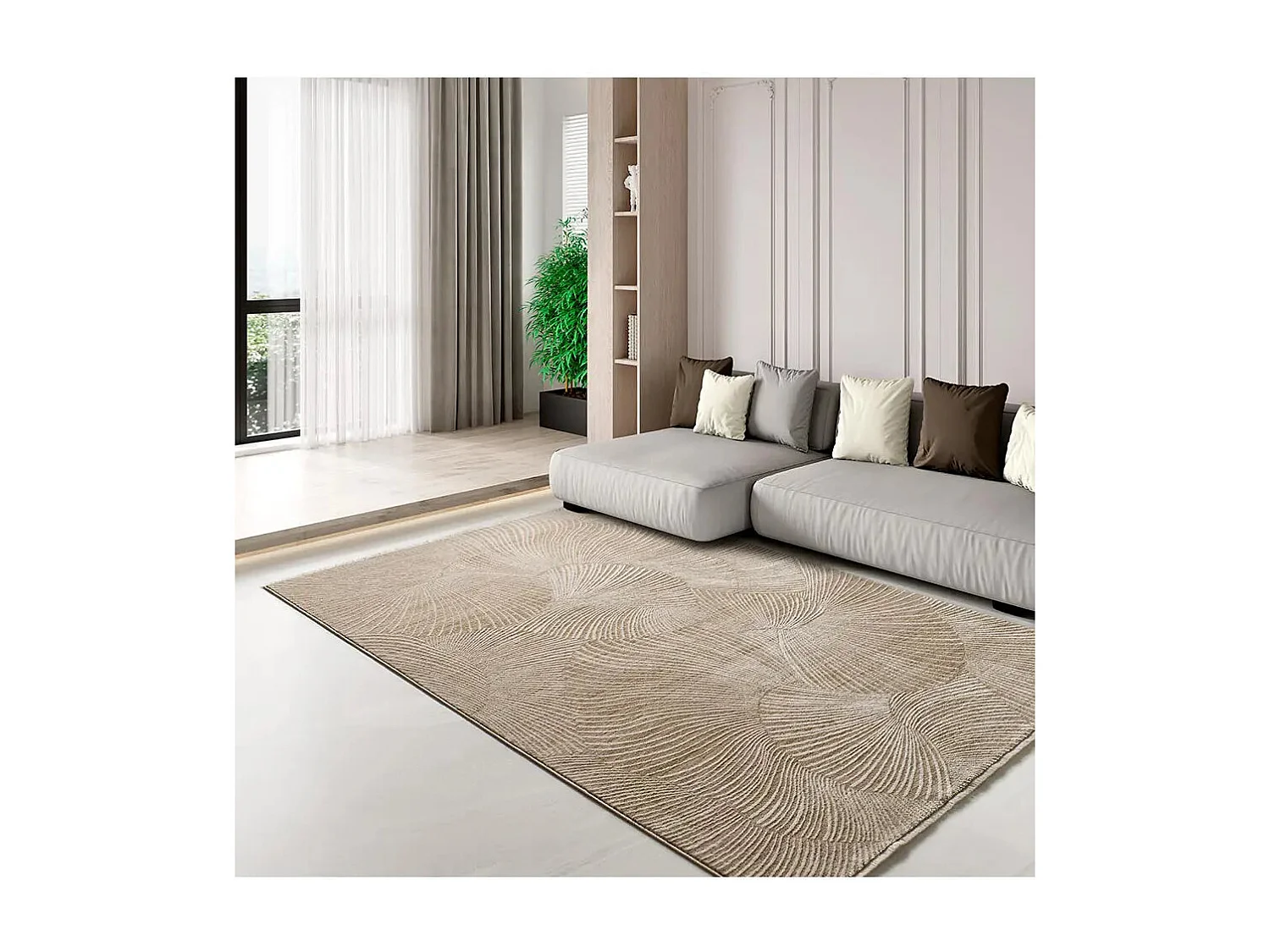 Tapis intérieur - géométrique avec franges - beige - 160 x 230 cm - ONA