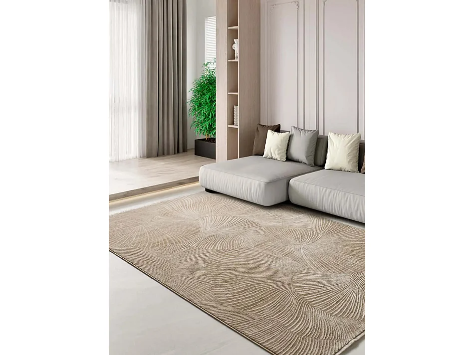 Tapis intérieur - géométrique avec franges - beige - 120 x 160 cm - ONA