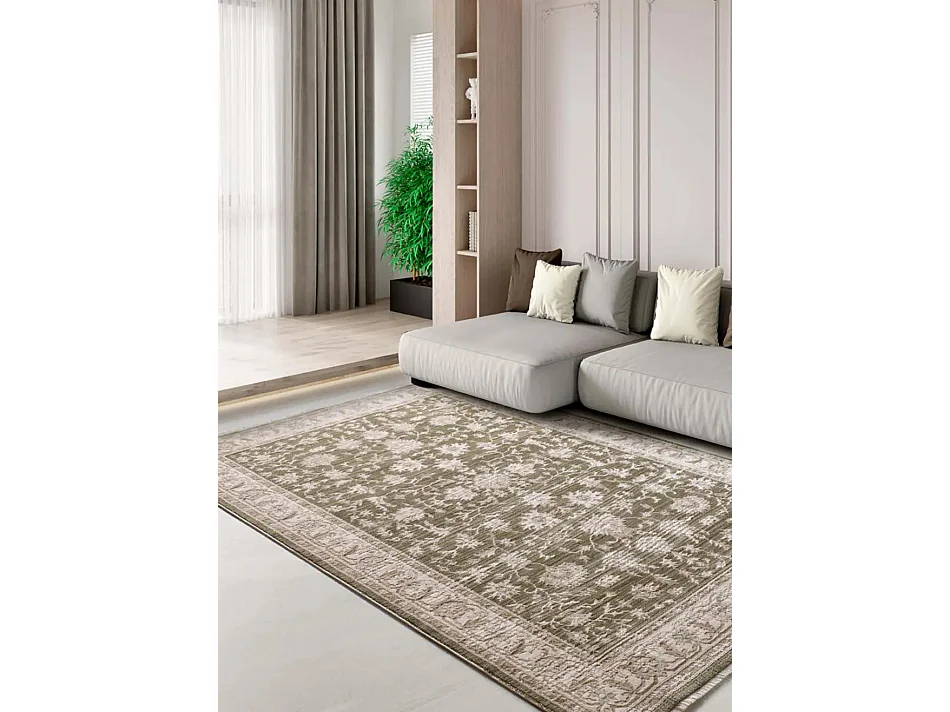 Tapis intérieur - vintage oriental avec franges - vert / beige - 200 x 290 cm - ONA