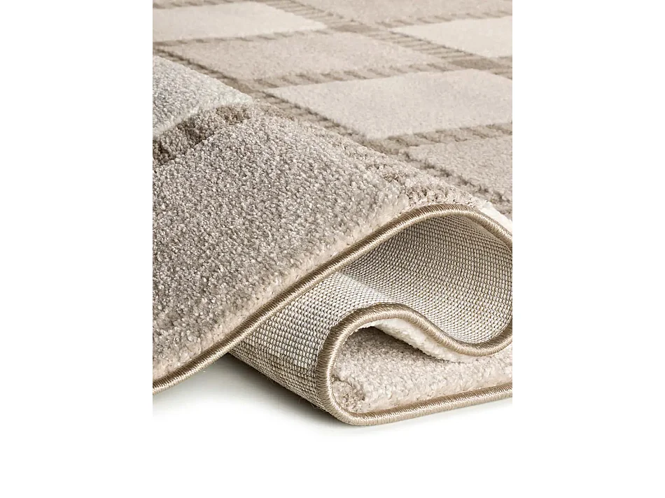 Tapis intérieur - géométrique avec relief - beige / blanc - 160 x 230 cm - CANDELA