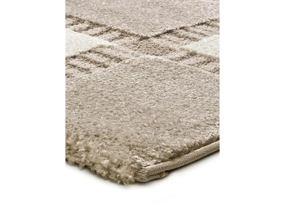 Tapis intérieur - géométrique avec relief - beige / blanc - 120 x 170 cm - CANDELA