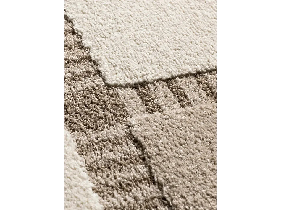 Tapis intérieur - géométrique avec relief - beige / blanc - 80 x 150 cm - CANDELA