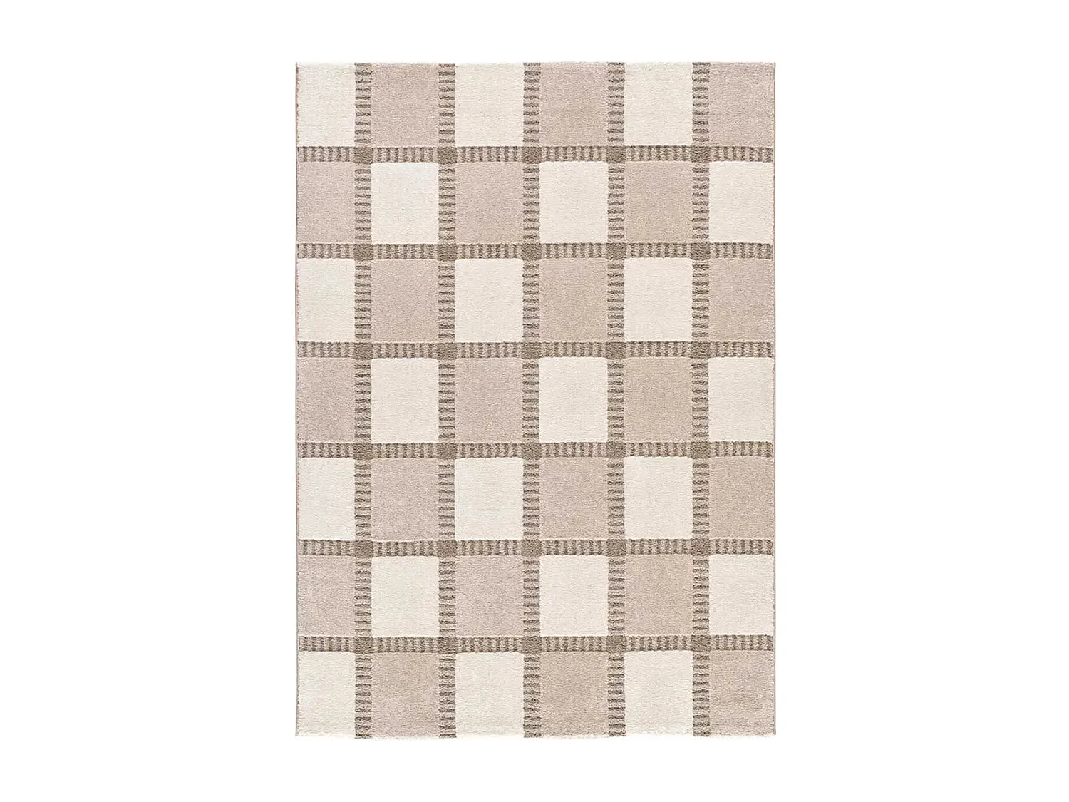 Tapis intérieur - géométrique avec relief - beige / blanc - 80 x 150 cm - CANDELA