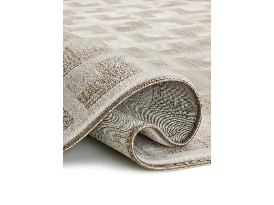 Tapis intérieur - géométrique avec franges - beige - 200 x 290 cm - ONA