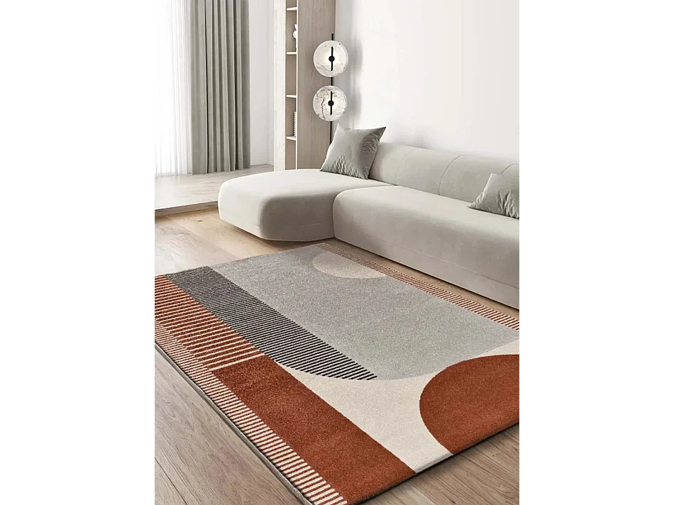 Laagpolig tapijt - geometrisch - koper / beige - 200x290 cm - GAIA