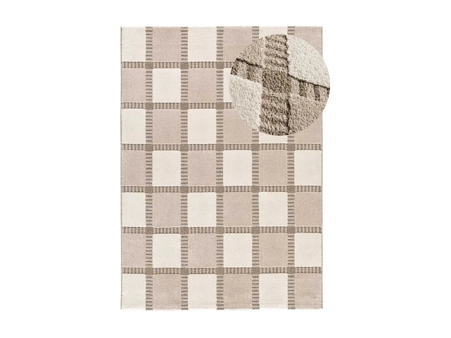 Tapis intérieur - géométrique avec relief - beige / blanc - 200 x 290 cm - CANDELA