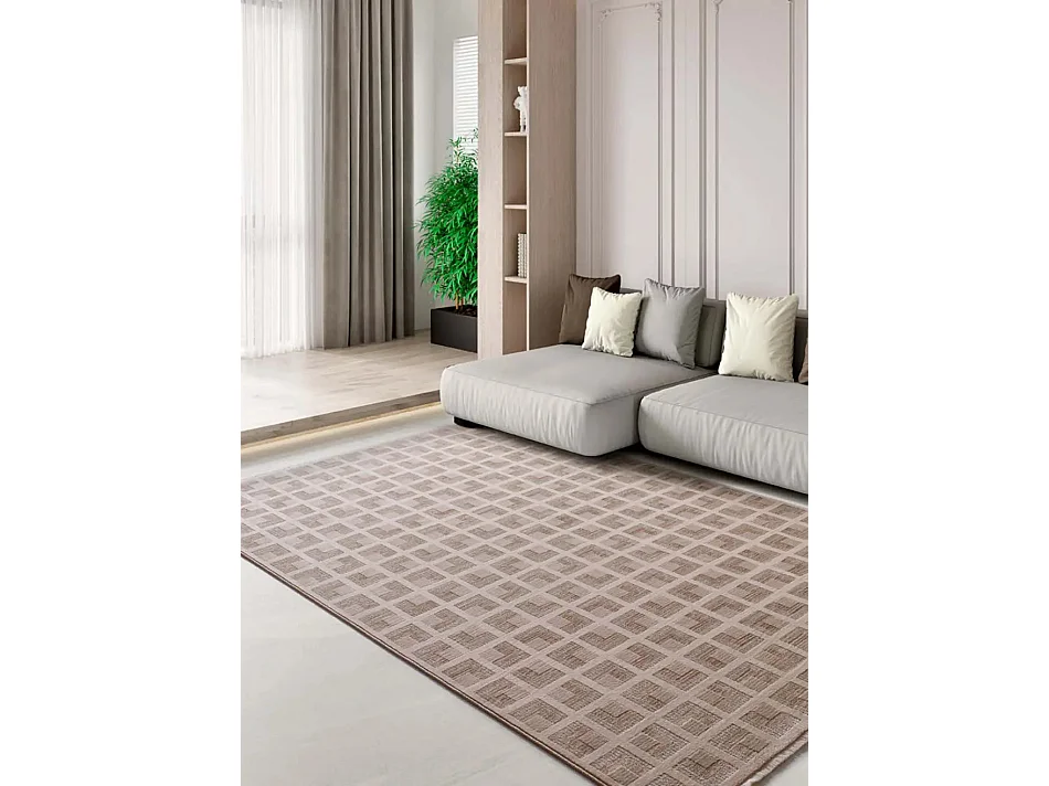 Tapis intérieur - géométrique avec franges - beige - 160 x 230 cm - ONA
