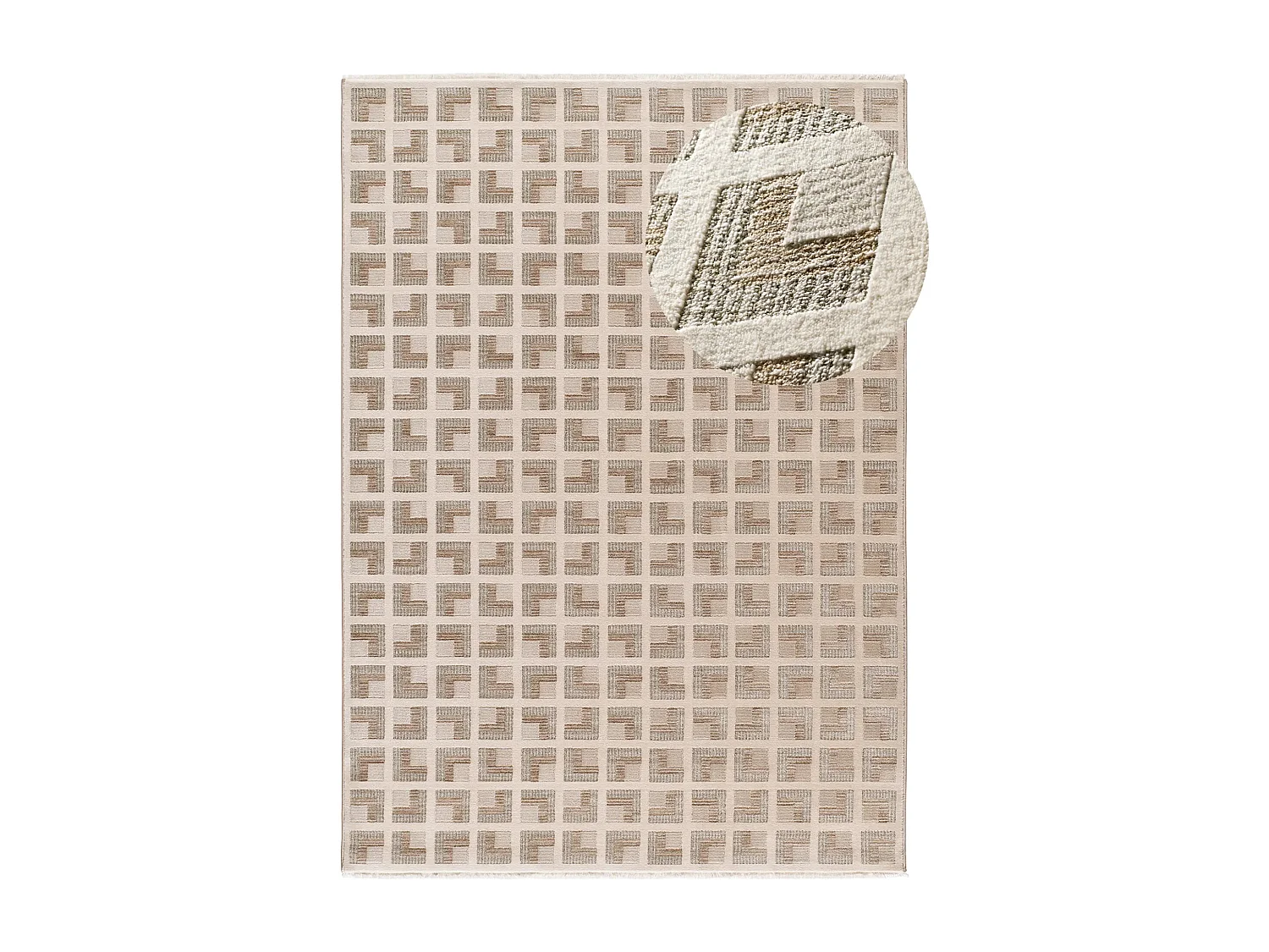 Tapis intérieur - géométrique avec franges - beige - 160 x 230 cm - ONA