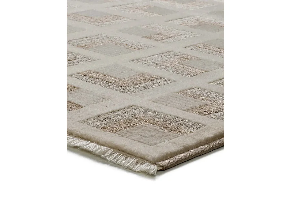 Tapis intérieur - géométrique avec franges - beige - 160 x 230 cm - ONA