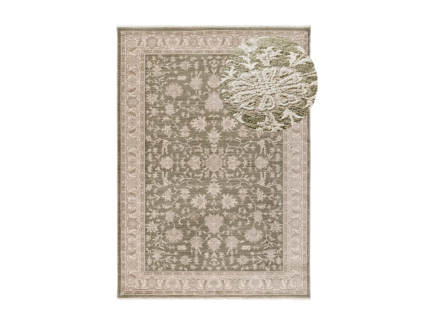 Tapis intérieur - vintage oriental avec franges - vert / beige - 160 x 230 cm - ONA