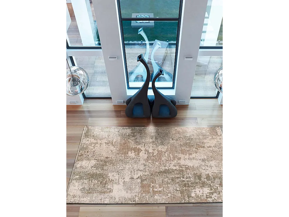Tapis intérieur - abstrait avec franges - beige / vert - 120 x 160 cm - ONA