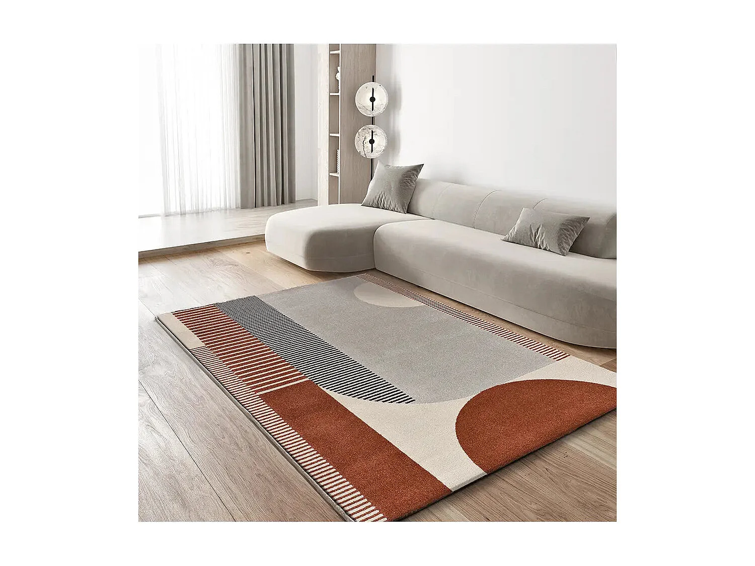 Laagpolig tapijt - geometrisch - koper / beige - 160x230 cm - GAIA