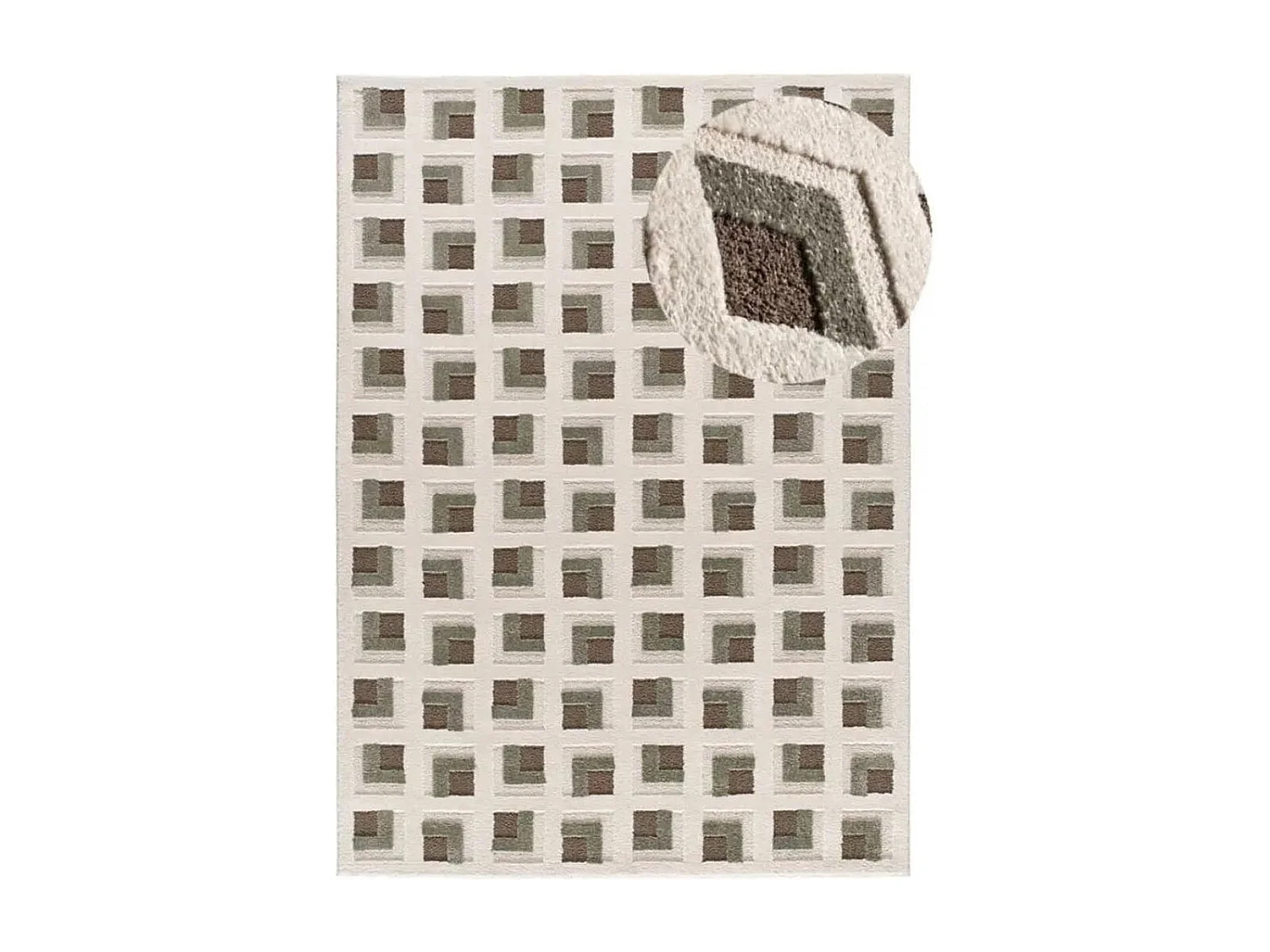 Tapis intérieur - géométrique avec relief - marron / blanc - 120 x 170 cm - CANDELA