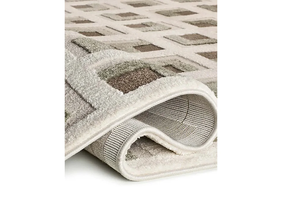Tapis intérieur - géométrique avec relief - marron / blanc - 120 x 170 cm - CANDELA