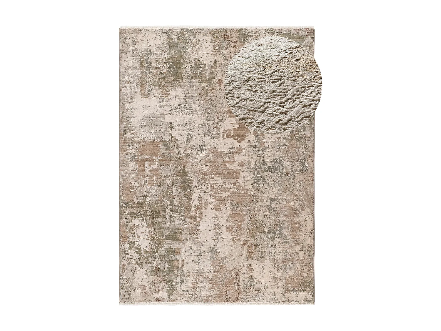 Tapis intérieur - abstrait avec franges - beige / vert - 160 x 230 cm - ONA