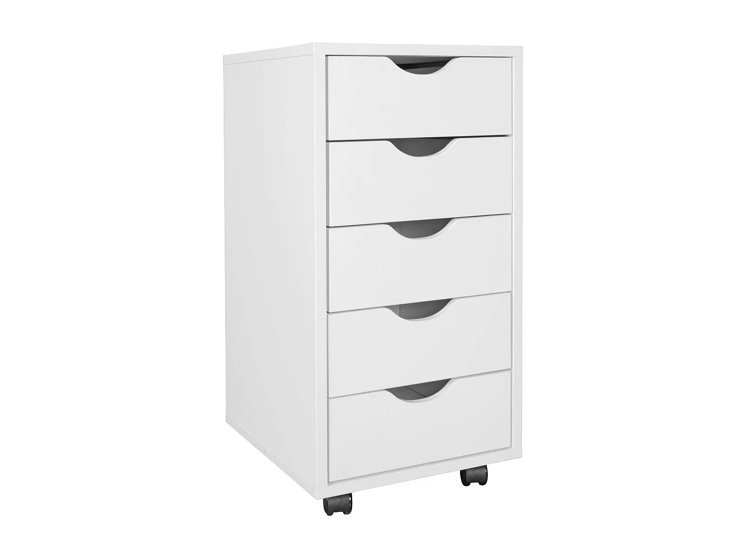 Caisson à roulettes Blanc avec 5 tiroirs – Meuble de