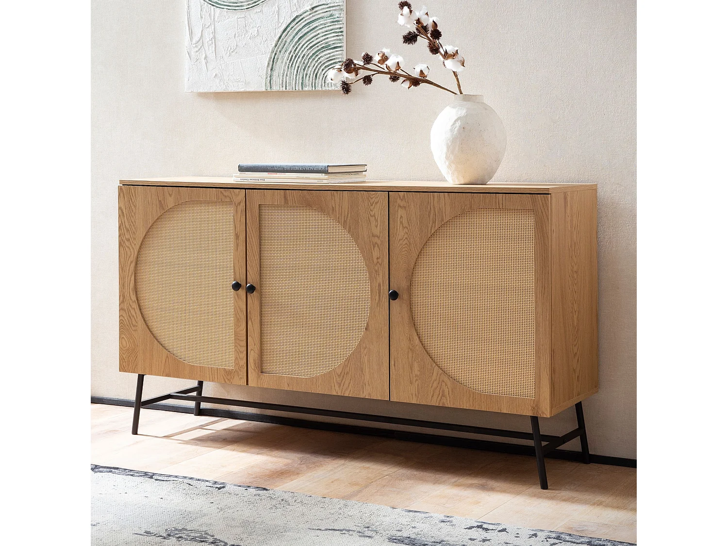 Credenza 140x80x39 cm cassettiera Decoro in Rovere con