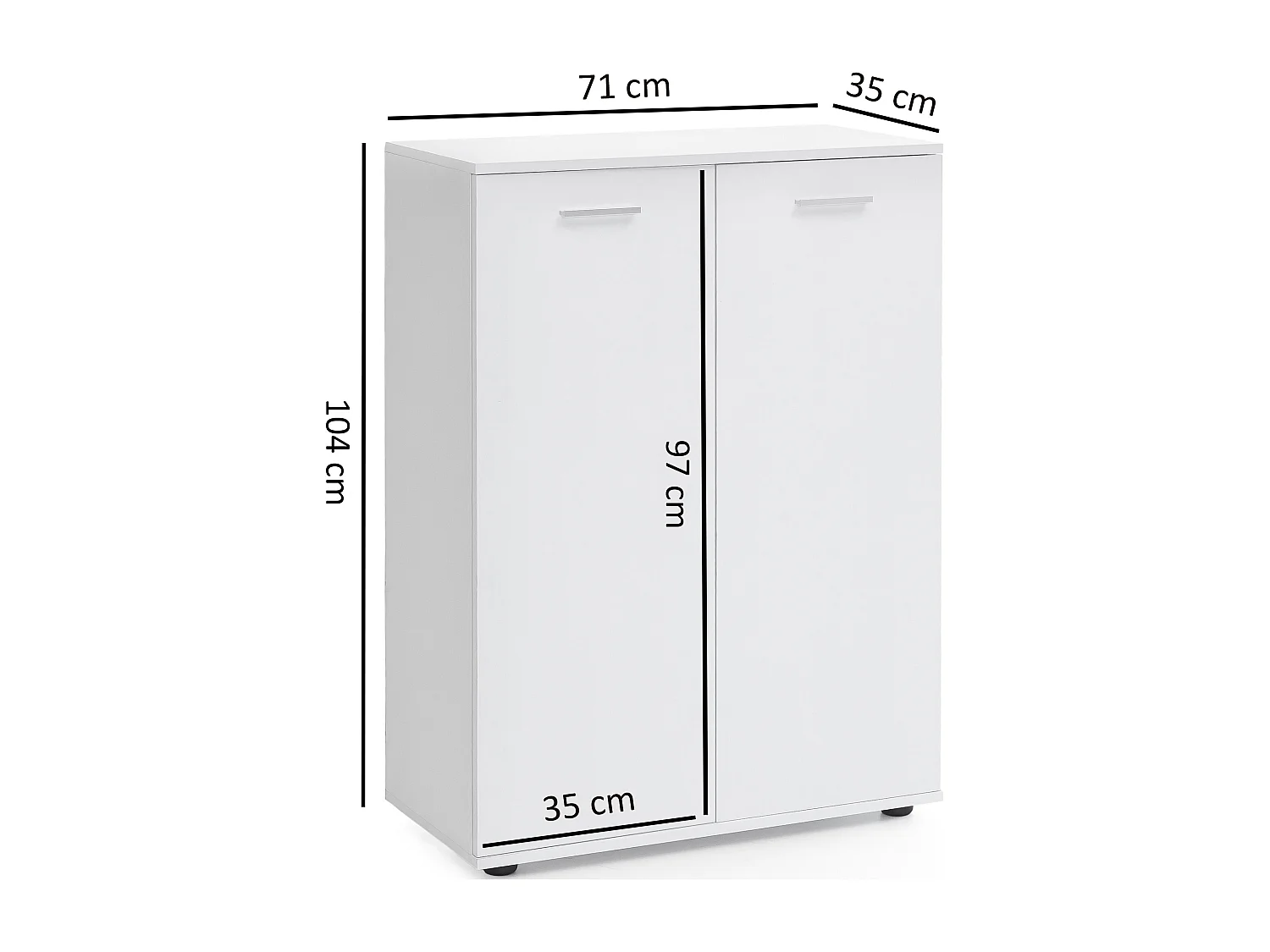 Kommode mit 2 Türen 71x104x35cm Mehrzweckschrank Holz