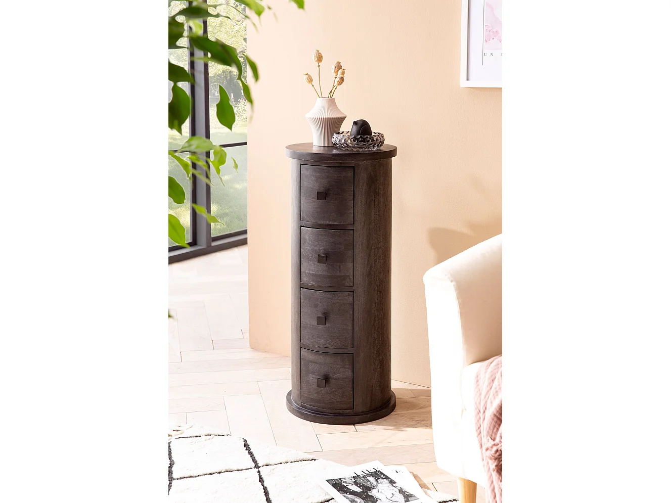 Aparador con 4 cajones 34x85x34 cm Madera Maciza de