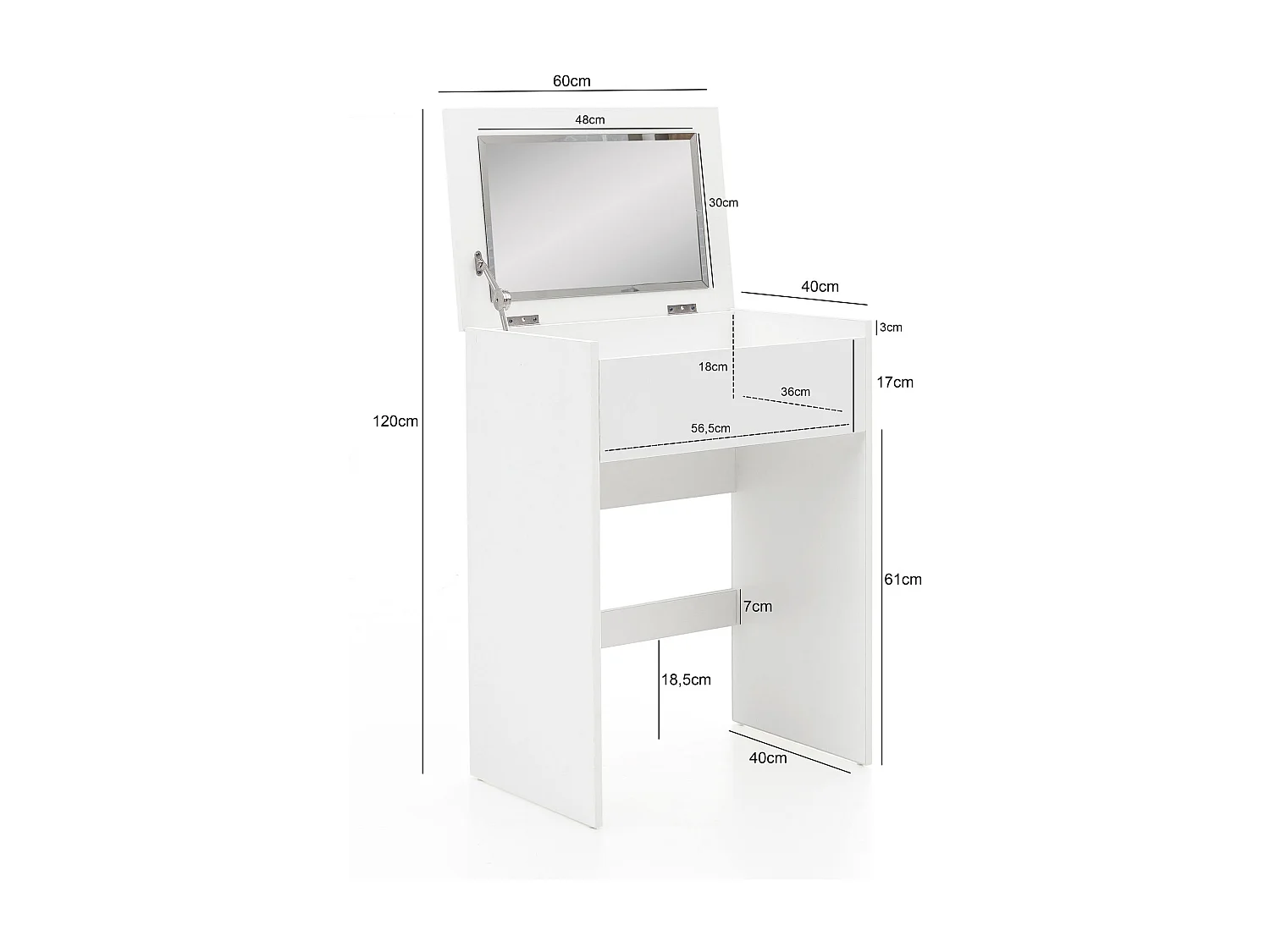 Tocador WL5.730 60x81x40 cm Mesa consola blanca Madera