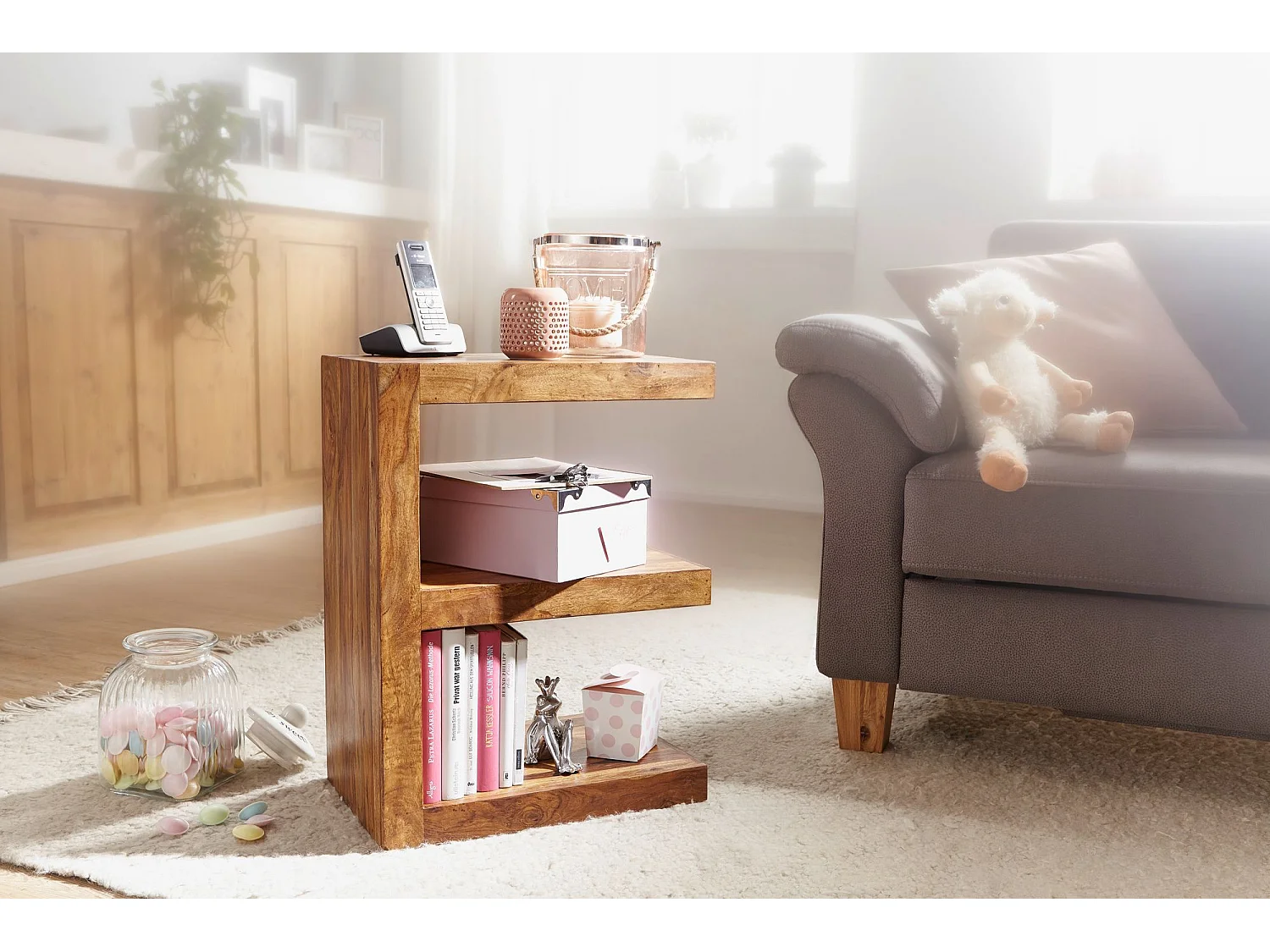 Beistelltisch MUMBAI Massivholz Sheesham E Cube 60cm