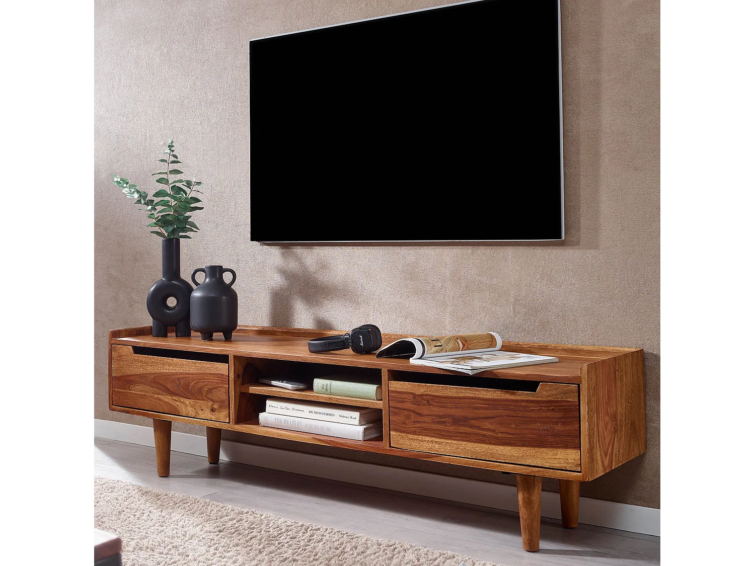 HiFi Lowboard Massief Sheesham-Hout TV-Dressoir