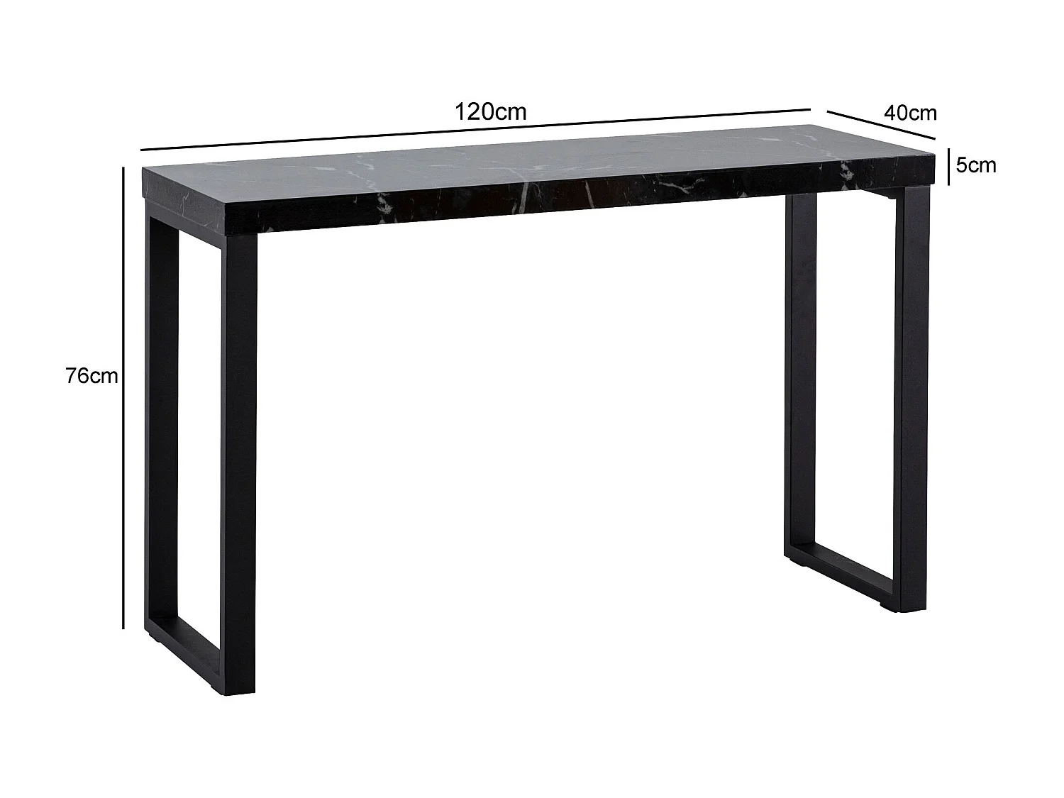 Table Console Entrée Aspect Marbre Noir Brillant