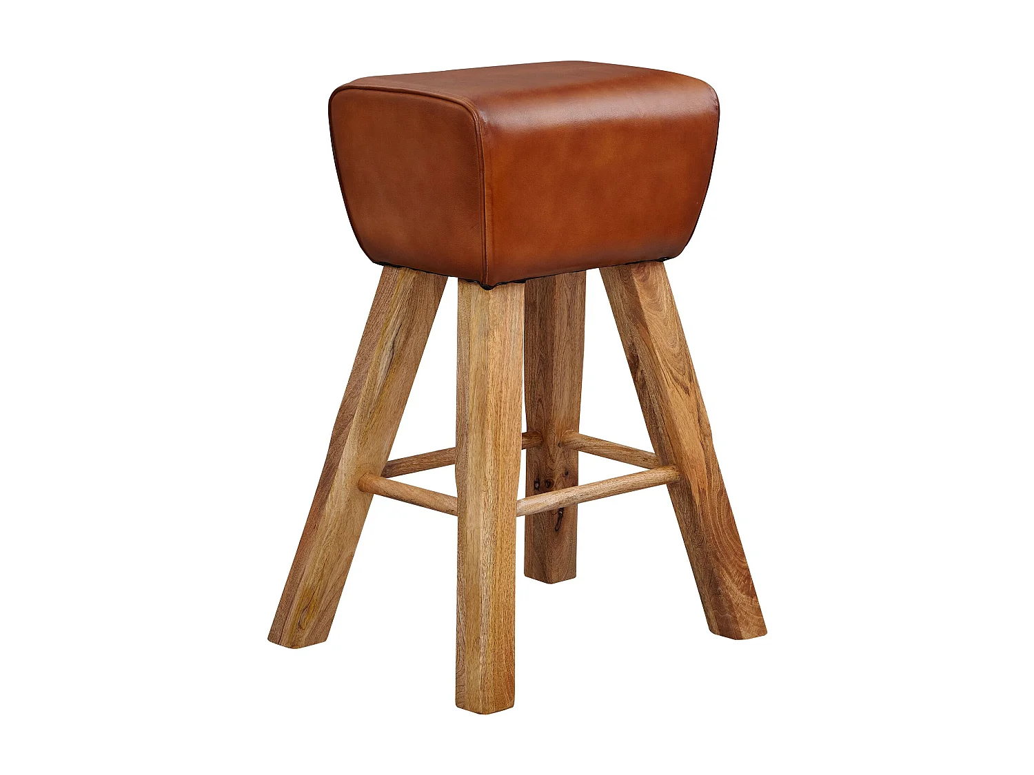 bar  Turnbock 43x75x43 cm manguier bois massif / cuir