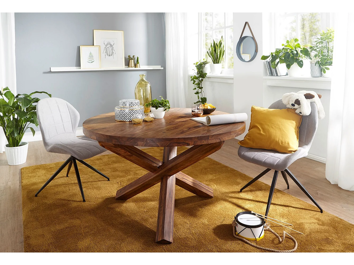 Table de Salle à Manger 120x120x75 cm en Bois Massif