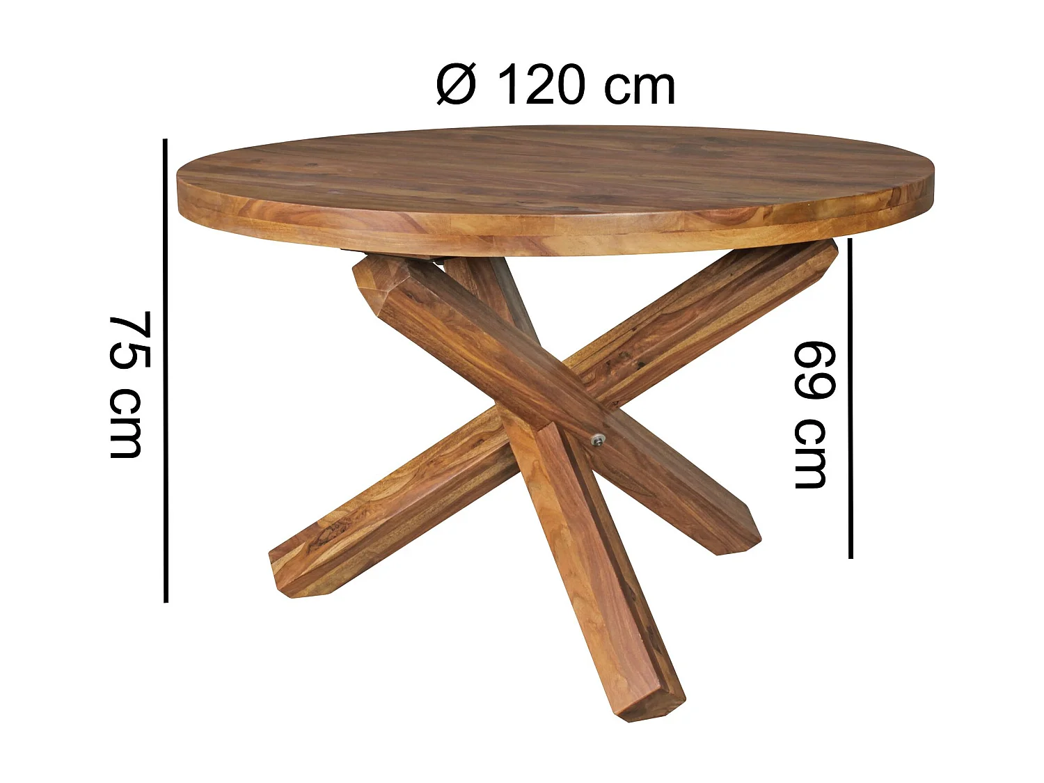 Table de Salle à Manger 120x120x75 cm en Bois Massif