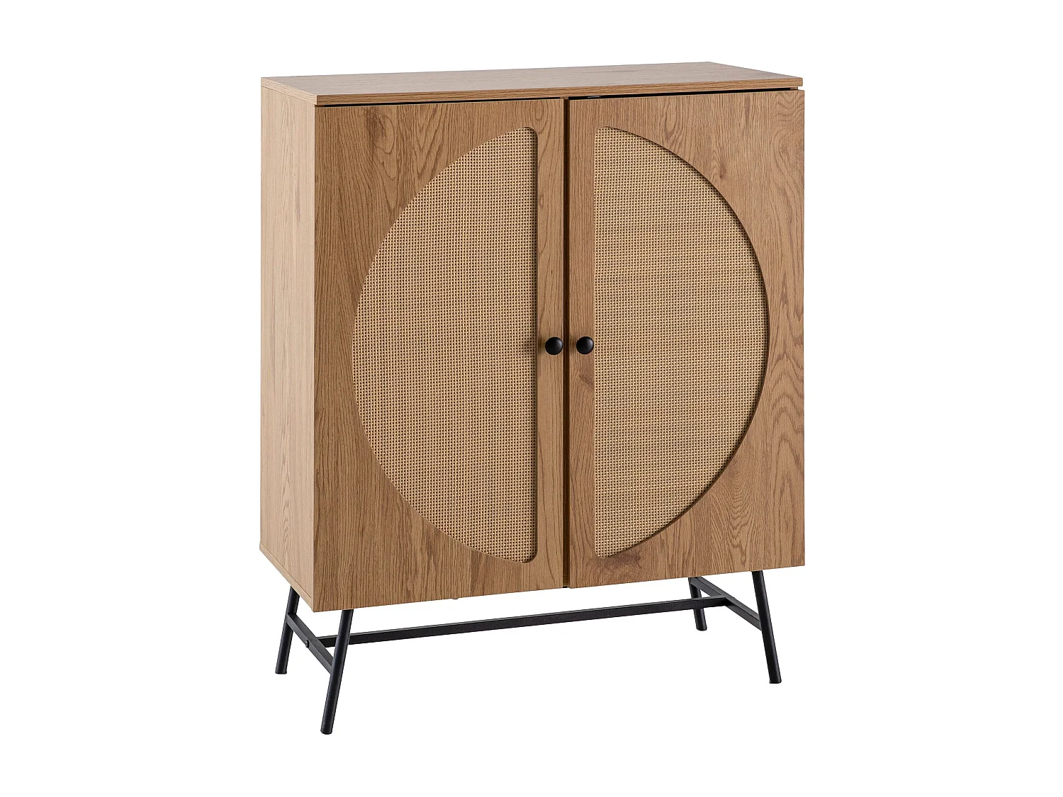 Buffet 80x103x39 cm Buffet Haut Décor Chêne avec Tissage