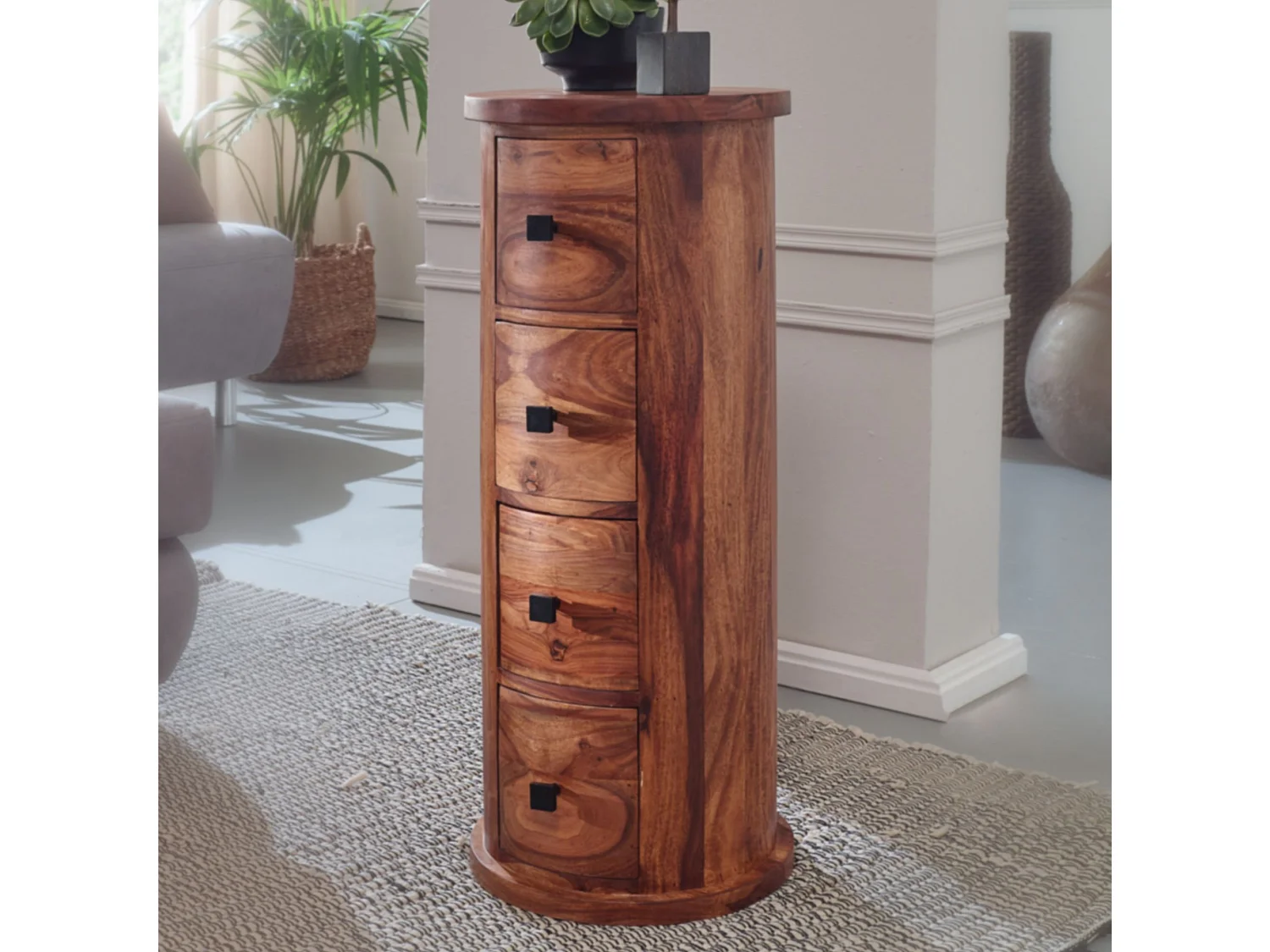 Design Sideboard Sheesham Massivholz 35x85x35 cm,