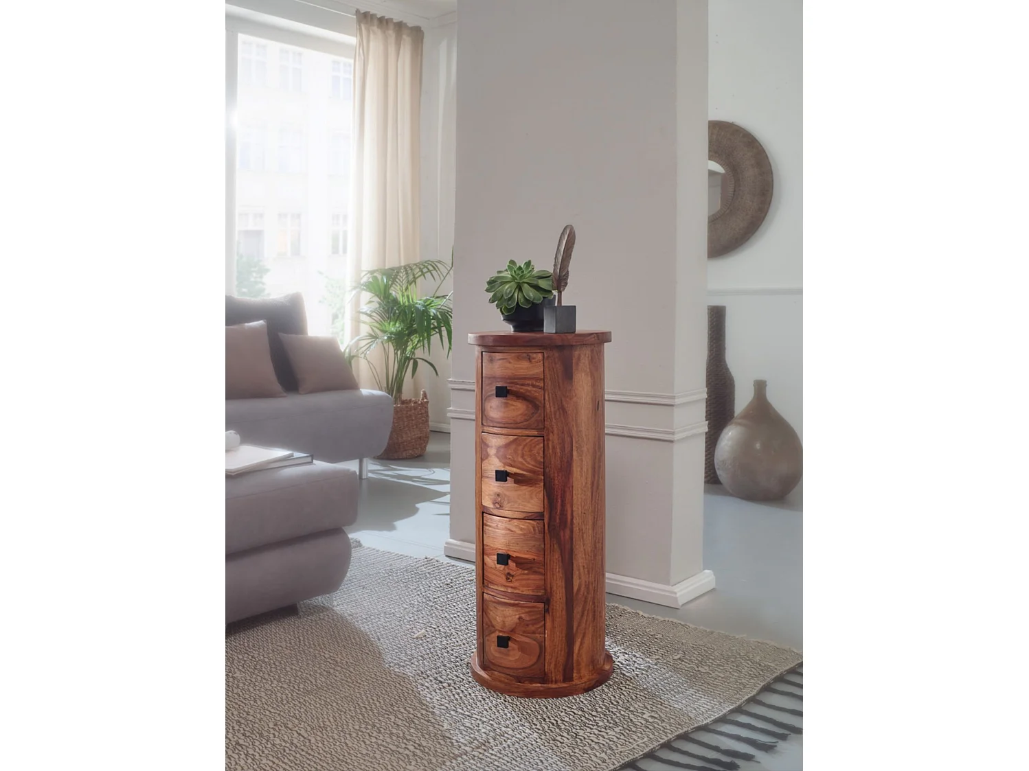 Design Sideboard Sheesham Massivholz 35x85x35 cm,