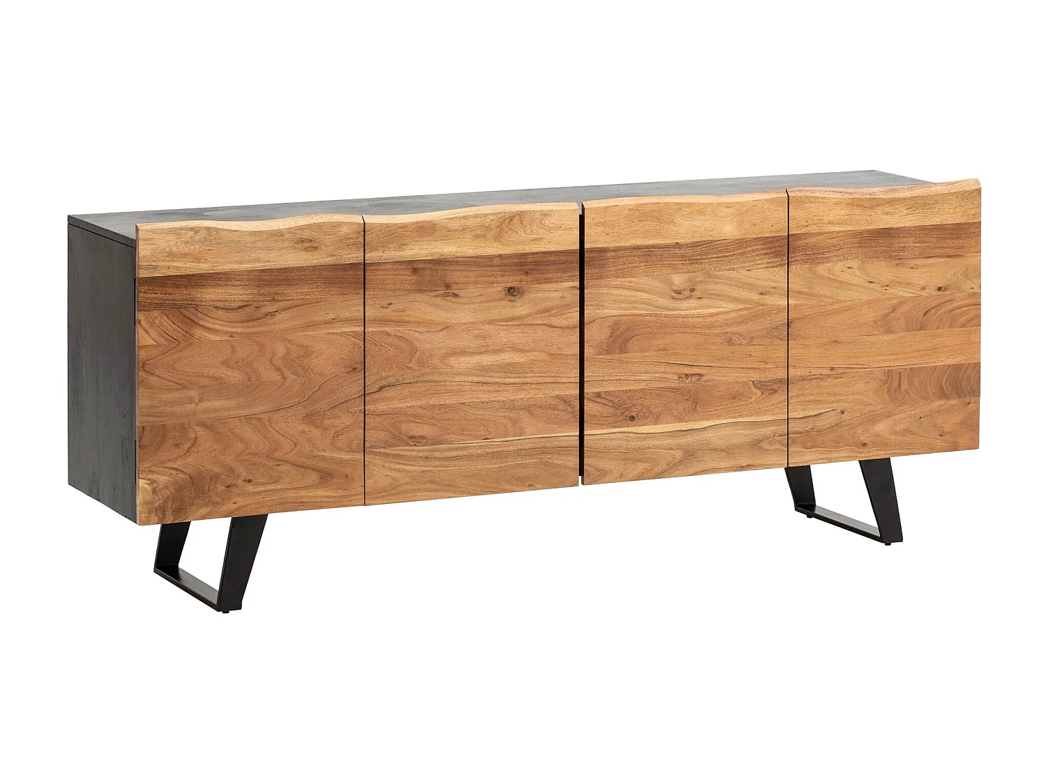 Buffet en Bois Massif d'Acacia 180x75x45 cm Noir avec