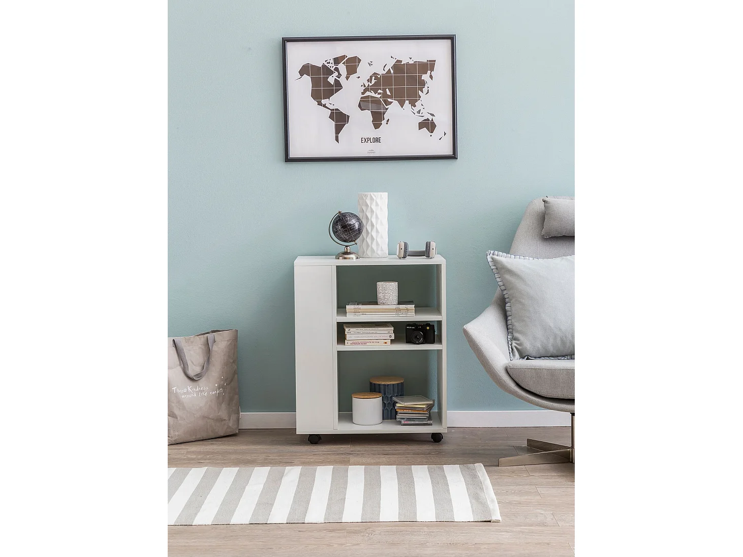 WL5.694 wit 60 x 75 x 35 cm plankenwagen met wielen