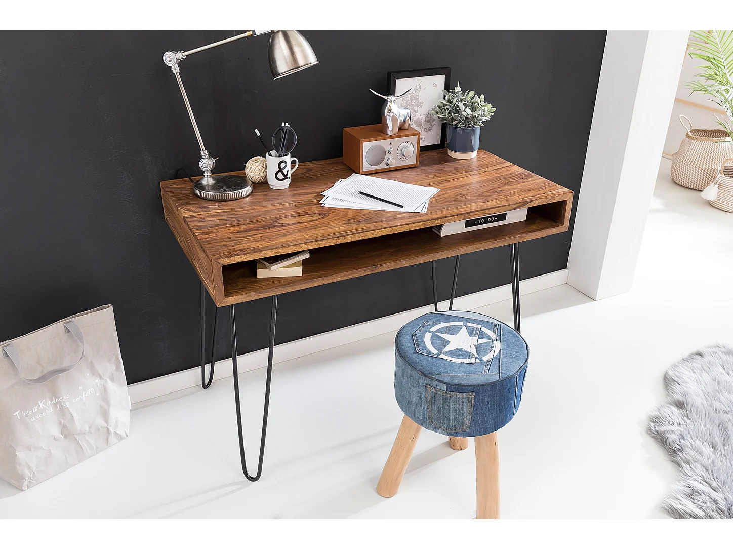 bureau BAGLI brun 110 x 60 x 76 cm table d'ordinateur