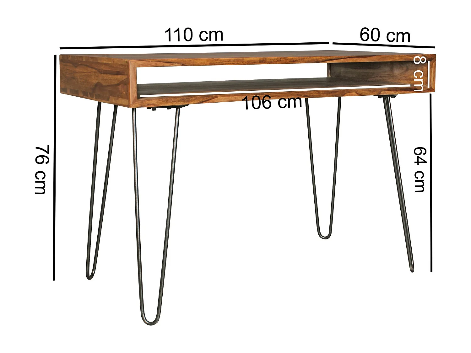 bureau BAGLI brun 110 x 60 x 76 cm table d'ordinateur