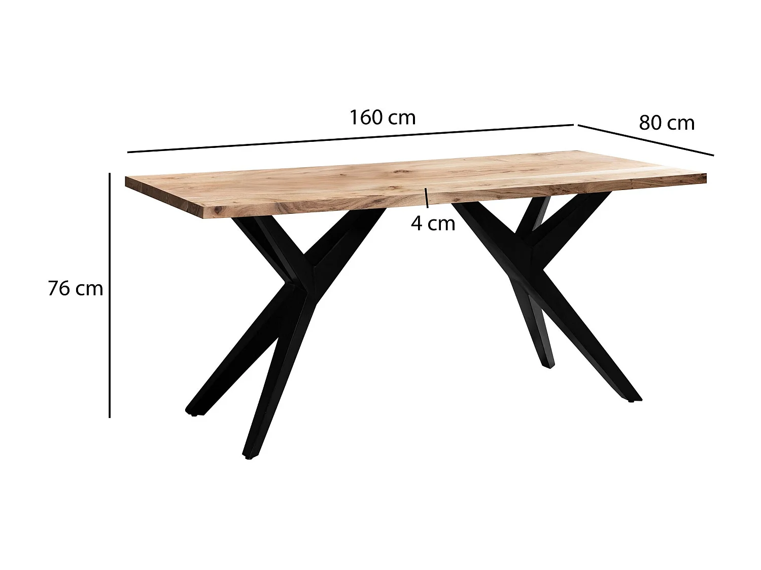 Table de salle à Manger 160x80x76 cm en Bois Massif