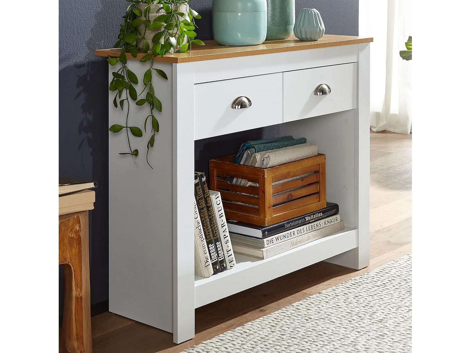 console  85x35x76 cm blanc / buffet design chêne moderne