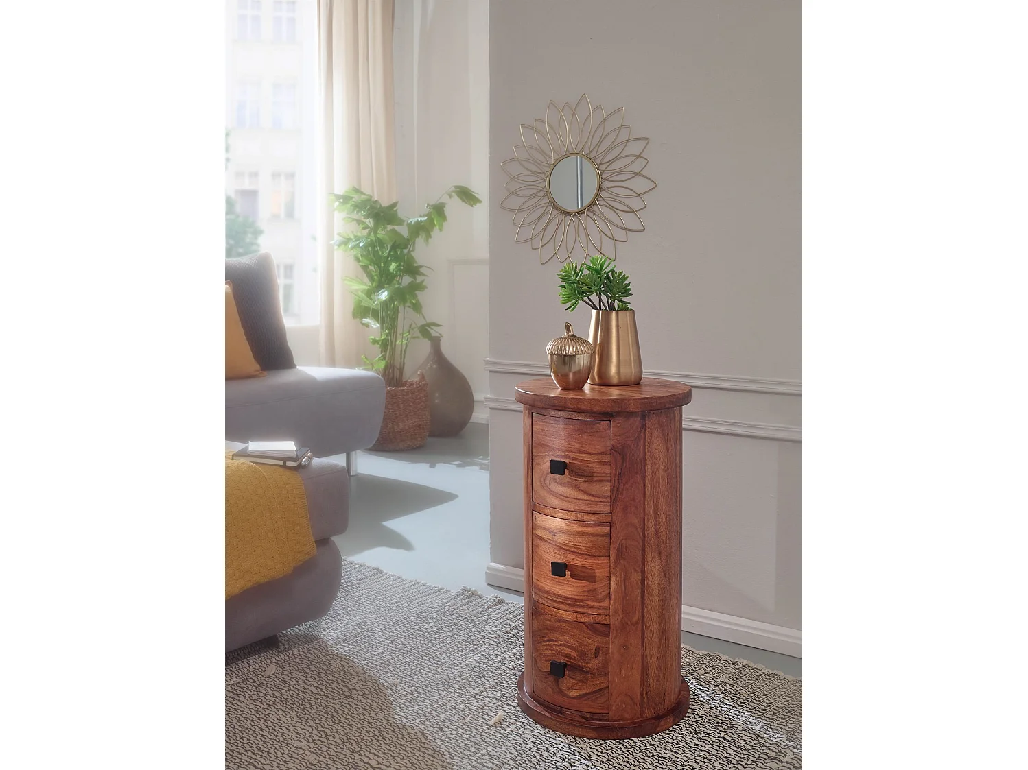 Design Sideboard Sheesham Massivholz 35x65x35 cm,