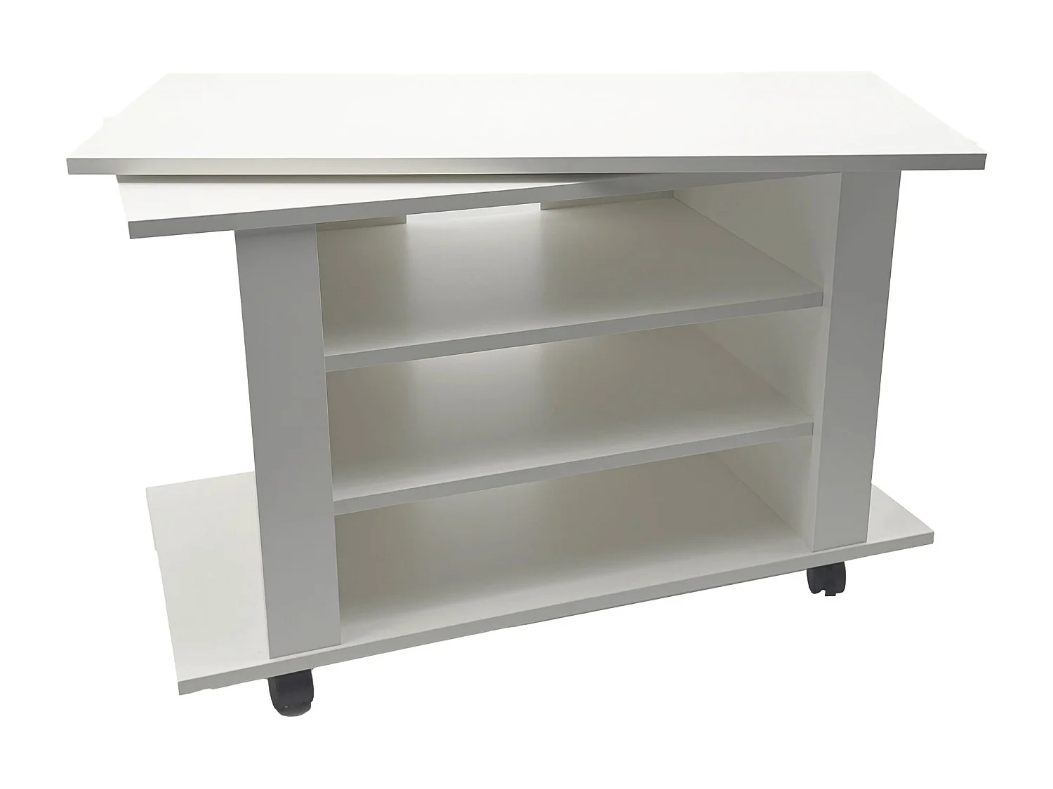 Meuble TV Lowboard Blanc 78 cm – Banc HiFi avec Plateau