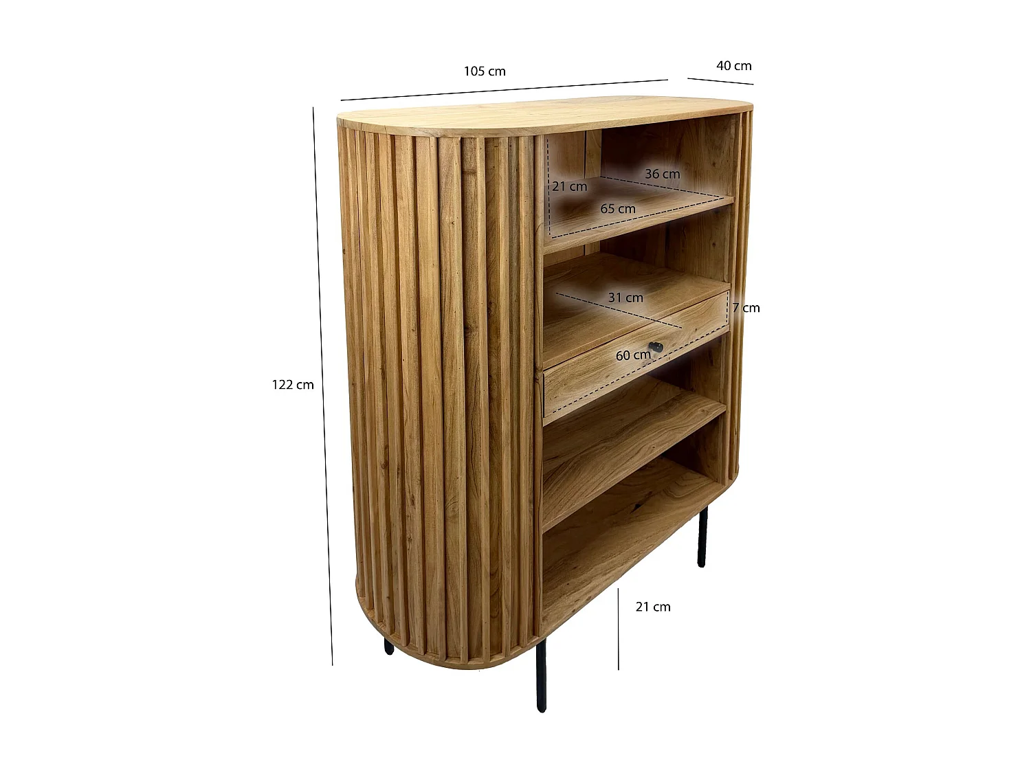 Étagère à livres en bois massif d'acacia 105x122 cm