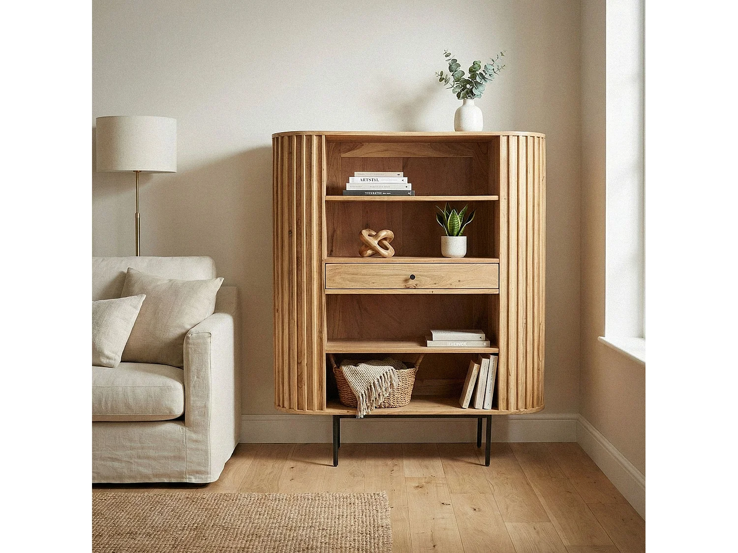 Étagère à livres en bois massif d'acacia 105x122 cm