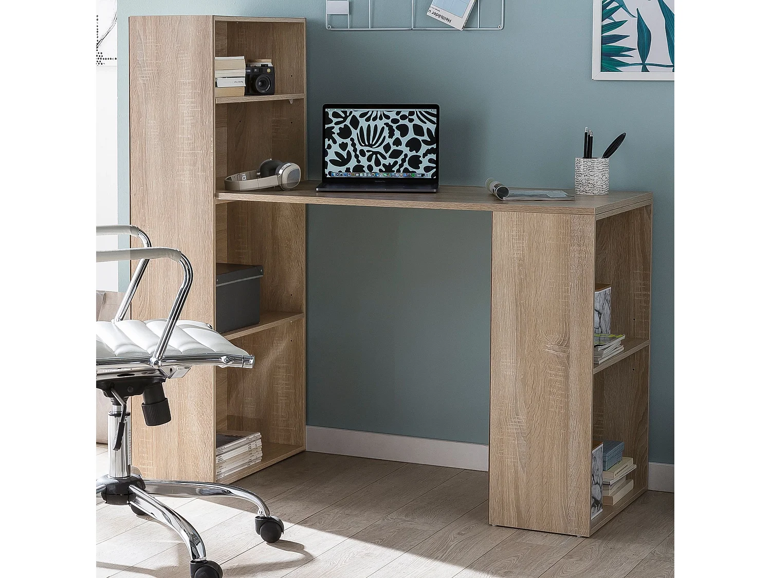 Bureau  WL5.693 avec étagère 120 x 120 x 53 cm en bois